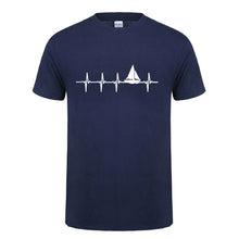 Load image into Gallery viewer, Sail Heartbeat T-shirt Father's Day Gift Funny Birthday Present For Dad Husband Boyfriend Men Short Sleeve O Neck Cotton T Shirt

