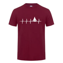 Load image into Gallery viewer, Sail Heartbeat T-shirt Father's Day Gift Funny Birthday Present For Dad Husband Boyfriend Men Short Sleeve O Neck Cotton T Shirt
